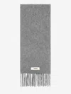 Jacquemus Gray Scarf With Fringe And Logo In Gray