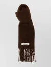 Jacquemus Carro Scarf With Soft Texture And Fringed Edges In Brown