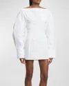 Jacquemus La Casaco Long Sleeve Cotton Shirtdress In White