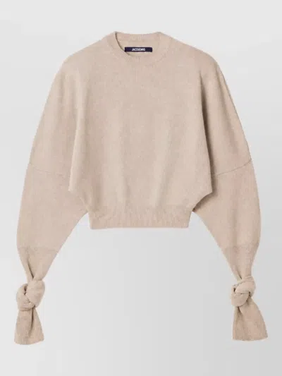 Jacquemus Cashmere Merino Wool Batwing Crewneck Sweater In Green