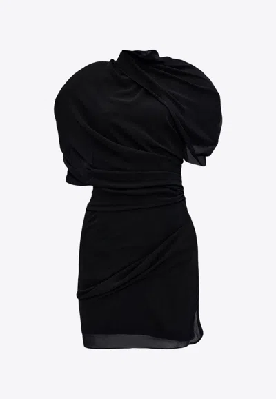 Jacquemus Castagna Draped Mini Dress In Black