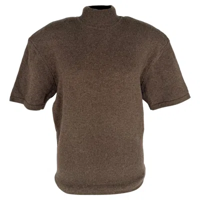 Pre-owned Jacquemus Castagna Turtleneck Short Sleeve Sweater In Brown Merino Wool