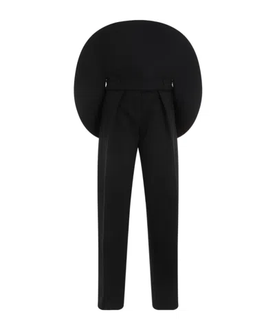 Jacquemus Oversized-appliqué Straight-leg Trousers In Black