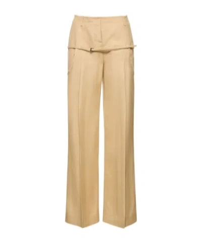 Jacquemus Casual Pants With Buckle Belt In Brown