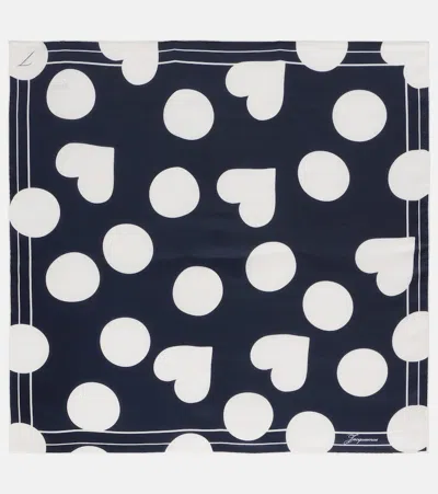 Jacquemus Caur Printed Silk Scarf In Blue