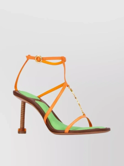 Jacquemus Chain Embellished Strappy Heels In Orange