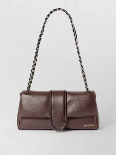 Jacquemus Chain Strap Clutch Bag Front Pocket In Orange