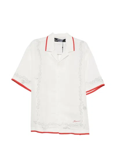 Jacquemus Chain-print Short-sleeve Shirt In White