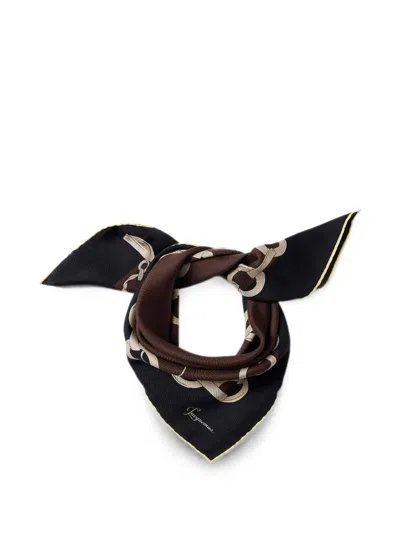 Jacquemus Chain-print Silk Scarves In Black