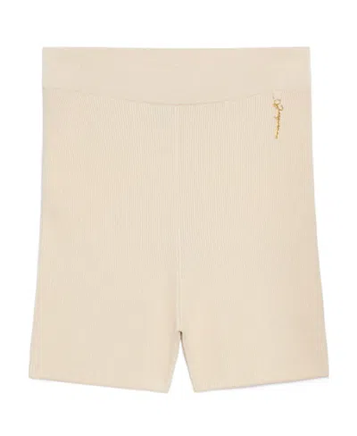 Jacquemus Charm Logo Knit Shorts In Nude