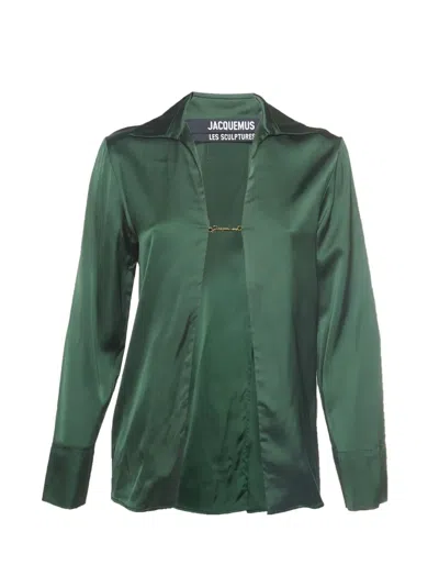 Pre-owned Jacquemus Charm-link Draped Shirt In Green
