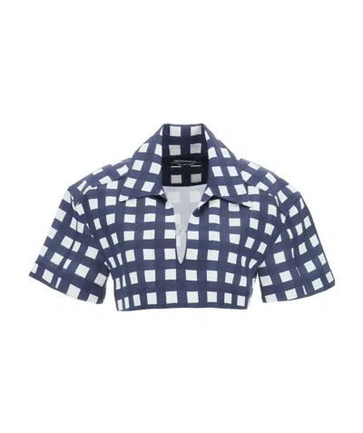 JACQUEMUS CHECK PATTERN CROPPED SHIRT
