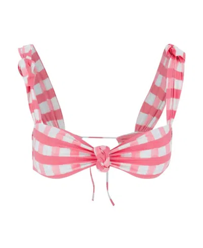 Jacquemus Check-print Knotted Bikini Top In Multi