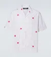 Jacquemus 'la Chemise Jean' White Shirt With Cuban Collar And All-over Logo Motif In White