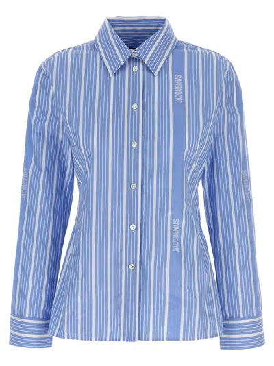 Jacquemus Striped Shirt With Cut-out In Blue