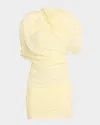 Jacquemus Chestnut Backless Cape Mini Dress In Pale Yellow