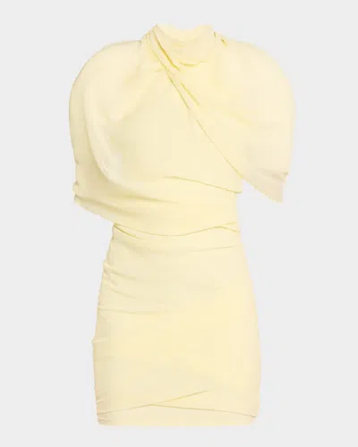 Jacquemus Chestnut Backless Cape Mini Dress In Pale Yellow