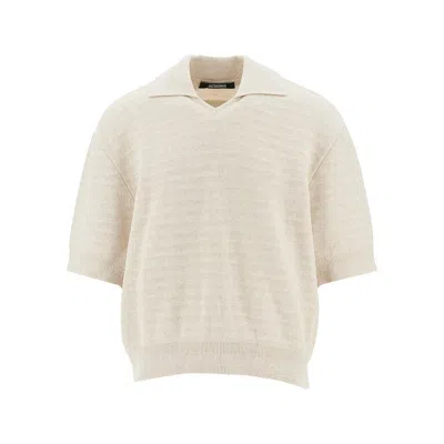 Jacquemus Chevron Knitted Polo Shirt In Multi