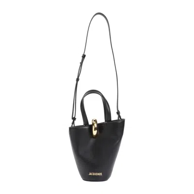 Jacquemus Chic Handbag With Luxurious Leather Blend And Statement Hardware In Black