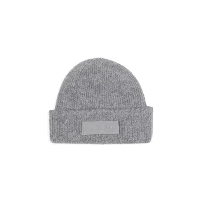 Jacquemus Chic Wool And Alpaca Blend Beanie With Sophisticated Folded Cuff In Grey