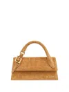 Jacquemus Long Boucle Leather Handbag With Crocodile Effect In Nude