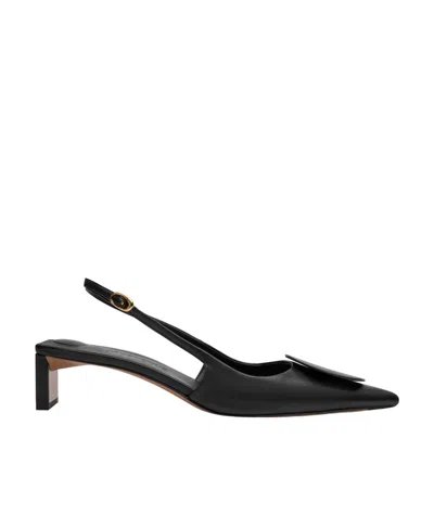 Jacquemus Circle Square Kitten Slingbacks In Black