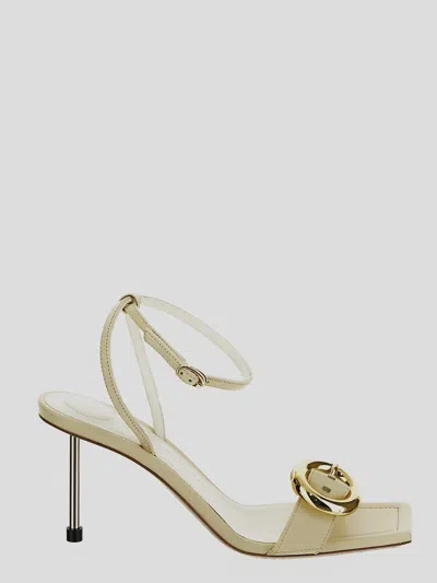 Jacquemus Circle Square Sling-backs In Ivory