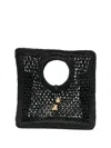 Jacquemus Circular-handle Raffia Tote Bag In Black