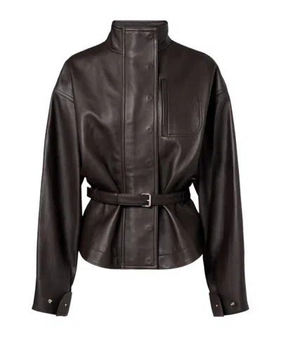 Jacquemus Ciro Long-sleeved Leather Jacket In Black