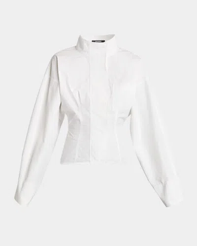 Jacquemus Ciro Turtleneck Slim Shirt In White
