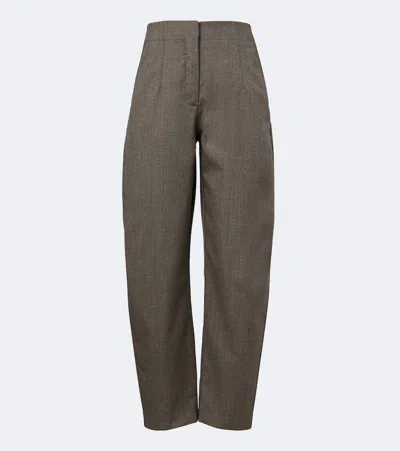 Jacquemus Citta Cotton Barrel-leg Pants In Brown
