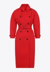 Jacquemus Belted Trench Coat With Structured Collar In Red