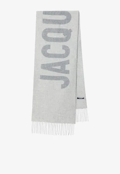 Jacquemus Classic Logo Scarf In Gray