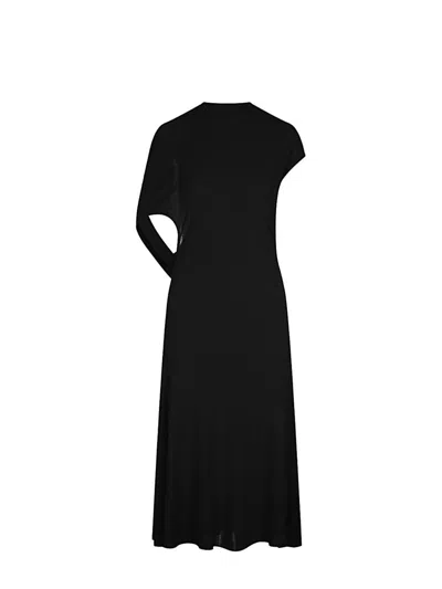 Jacquemus Salerno Asymmetric Open-back Stretch-jersey Midi Dress In Black