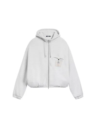 Jacquemus Club Logo Zipped Hoodie In Athletic Club Grey