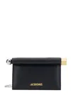 Jacquemus Rectangular Lamb Leather Clutch With Rolled Handle In Black