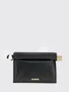 Jacquemus Rectangular Lamb Leather Clutch With Rolled Handle In Black
