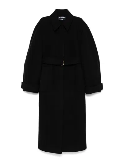Jacquemus Le Manteau Bari Wool Belt Coat In Black