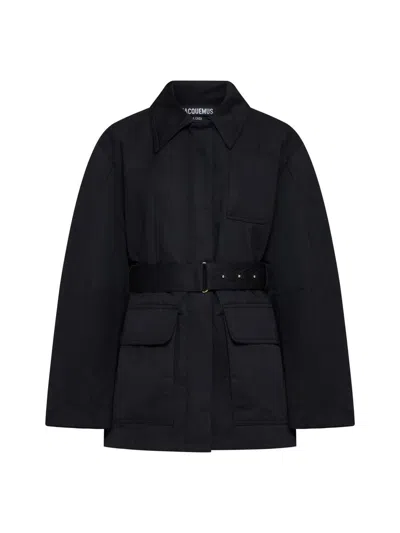 Jacquemus Bari Cotton And Linen Blouson In Black