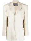 Jacquemus La Veste Tibau Linen-blend Blazer In Light Beige