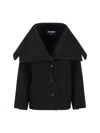 Jacquemus Draped-collar Wool Coat In Black