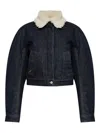 Jacquemus Le Bomber De-nimes Ovalo Blue Jacket With Fur Collar And Two Front Welt Pockets In Denim Woman In Blue