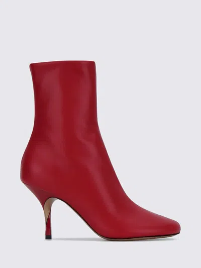 Jacquemus Collant Lambskin Leather Ankle Boots With Stiletto Heel And Round Toe In Red