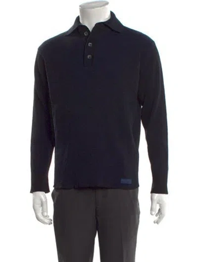 Pre-owned Jacquemus Collar Long Sleeve Polo Sweater In Blue