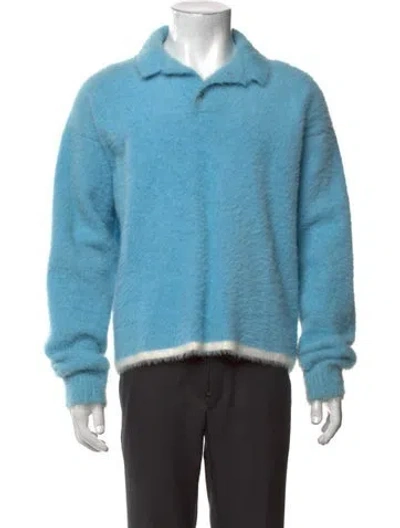 Pre-owned Jacquemus Collar Long Sleeve Polo Sweater In Blue