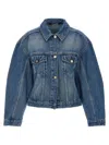 Jacquemus La Veste De-nimes Ovalo Puffer Jackets Light Blue In Denim Blue