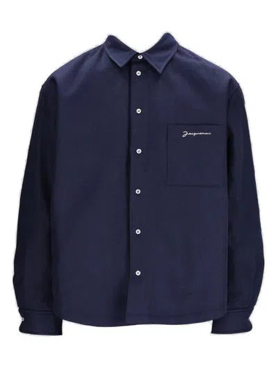 Jacquemus Collared Long-sleeve Shirt In Blue