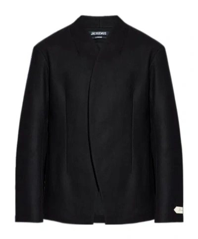 Jacquemus Collarless Tailored Blazer In Black