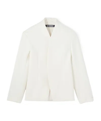 Jacquemus Collarless Tailored Jacket In White