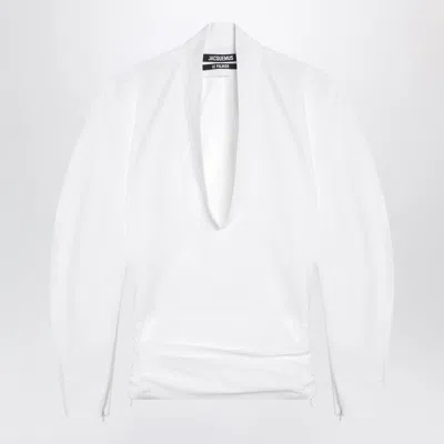 Jacquemus Colombe White Cotton Poplin Blouse